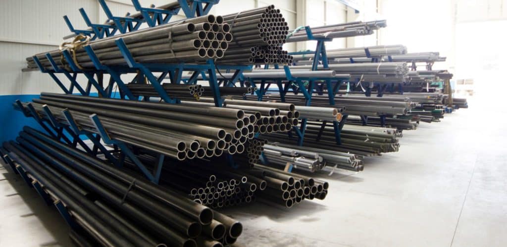 steel pipes in pipe rack